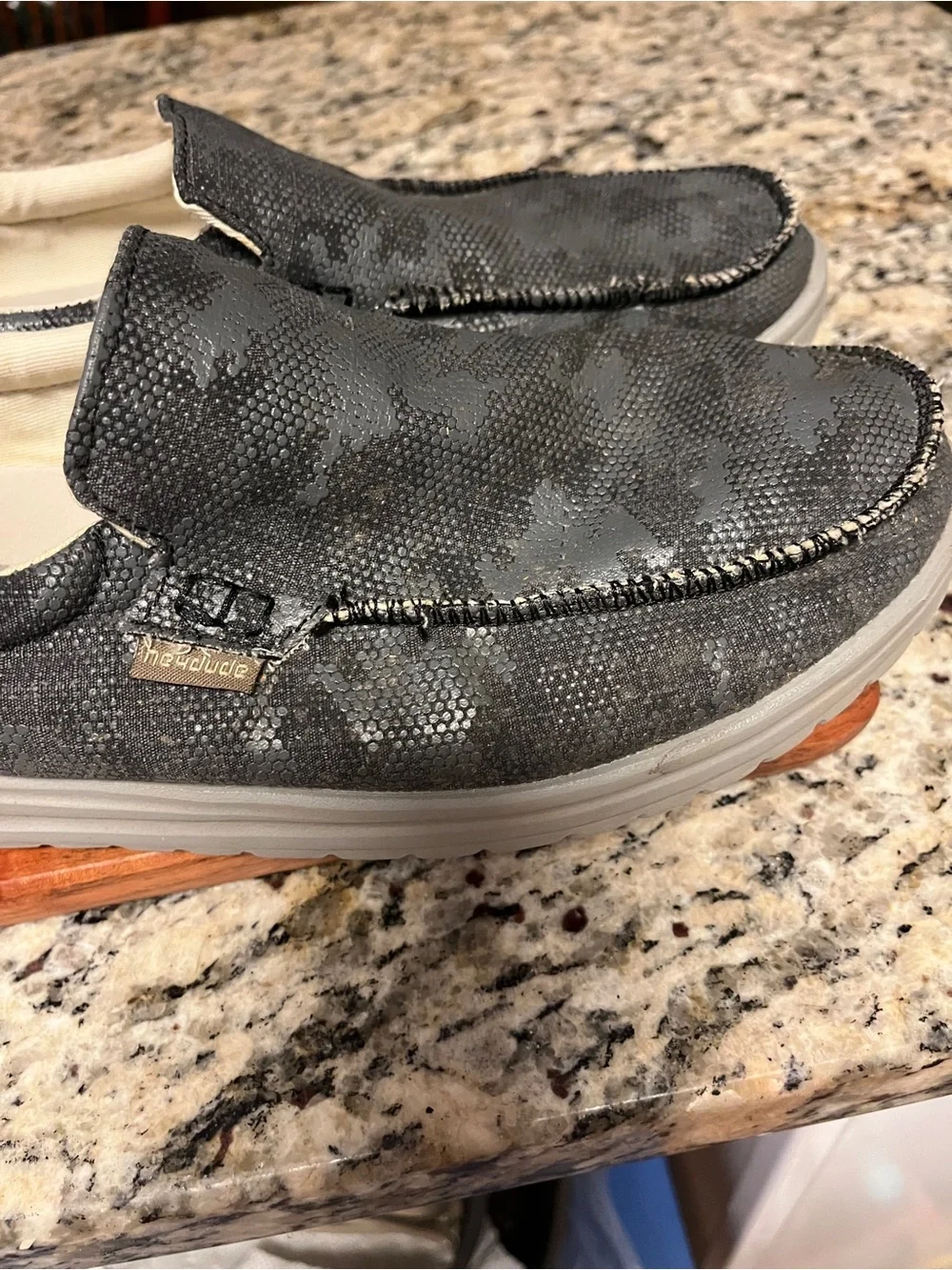 Hey Dude Dark Gray Camo Men’s Slip-On Casual Shoes Size 10